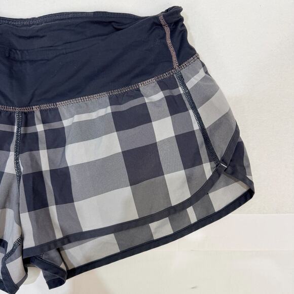 Lululemon Run Speed Shorts Foxy Plaid Gray Shades Lined Built in Briefs Size 6 - Picture 2 of 6